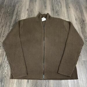 VTG Polo Jeans Co Ralph Lauren MFG Full Zip Ribbed Knit Olive Sweater Mens XL